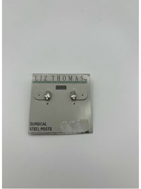 Liz Thomas Clear CZ Stud Earrings Surgical Steel Posts Marquise Cut New